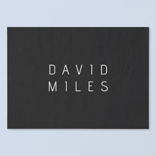 Papier Mousseline Nom modifiable minimaliste moderne Noir & Blanc