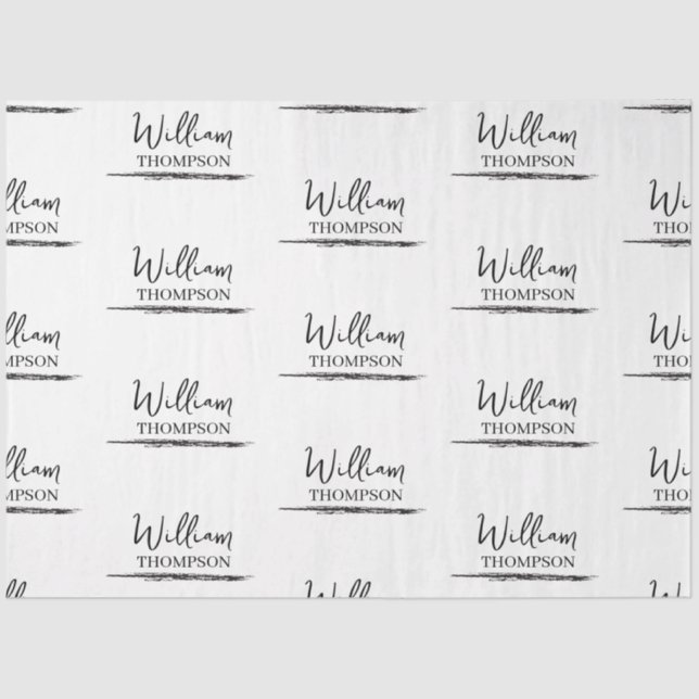 Papier Mousseline Nom monographique moderne noir et blanc (Recto)