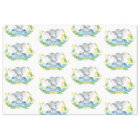 Nom personnalisé Elephant Baby Boy Bleu et gris