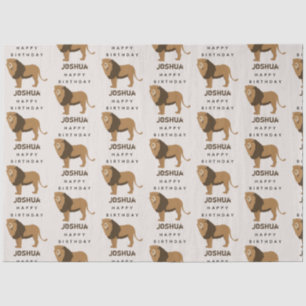 Papier Mousseline Nom personnalisé Jungle Lion Animal Anniversaire