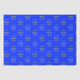 Papier Mousseline Nom personnalisé Souhaite élégante Royal Blue Jaun