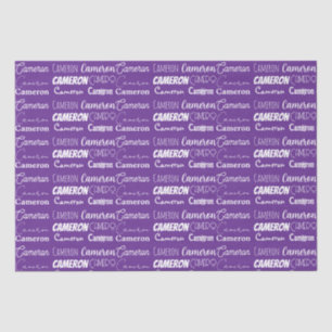 Papier Mousseline Nom personnalisé violet Police Collage Typographie