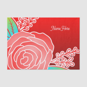 Papier Mousseline Nom personnel de style Abstrait Fleur rouge