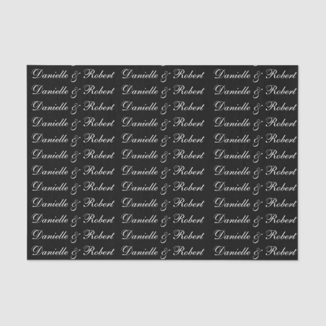 Papier Mousseline Noms Personnalisés mariages Monogramme Papier Tiss (Recto)