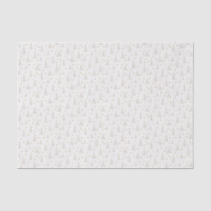 Papier Mousseline Nordique Lumière Tan Arbres de Noël Blanc