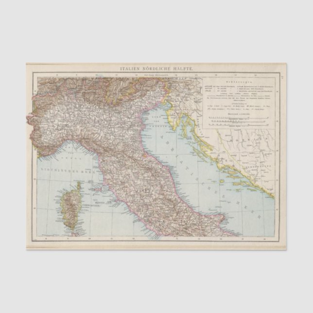 Papier Mousseline Nordliche Halfte, carte d'Italien de l'Italie du (Recto)