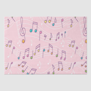 Papier Mousseline note de musique rose coloré musicien motif