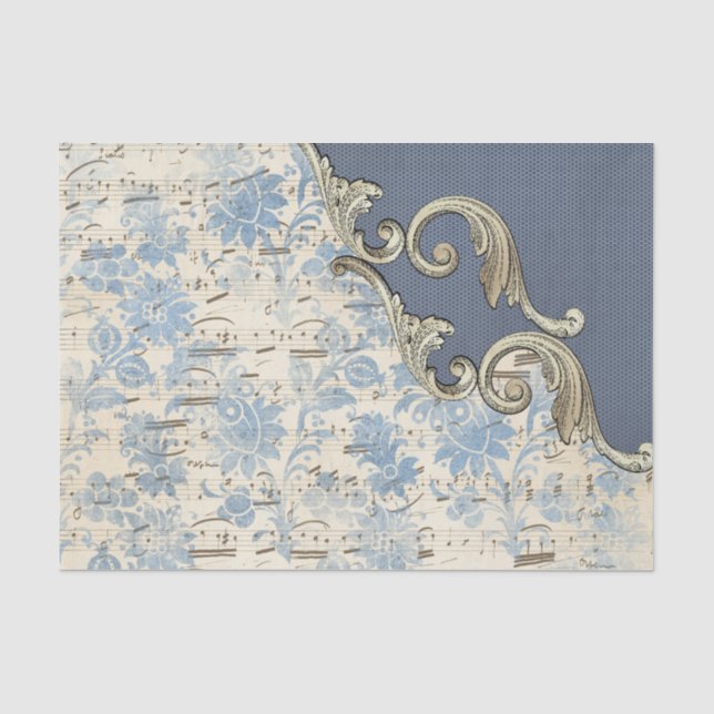 Papier Mousseline Notes de musique bleue Découpage d'organisation (Recto)