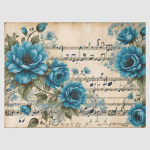 Papier Mousseline Notes de musique de danse vintage, design floral A