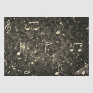 Papier Mousseline Notes de musique Gold Black Decoupage