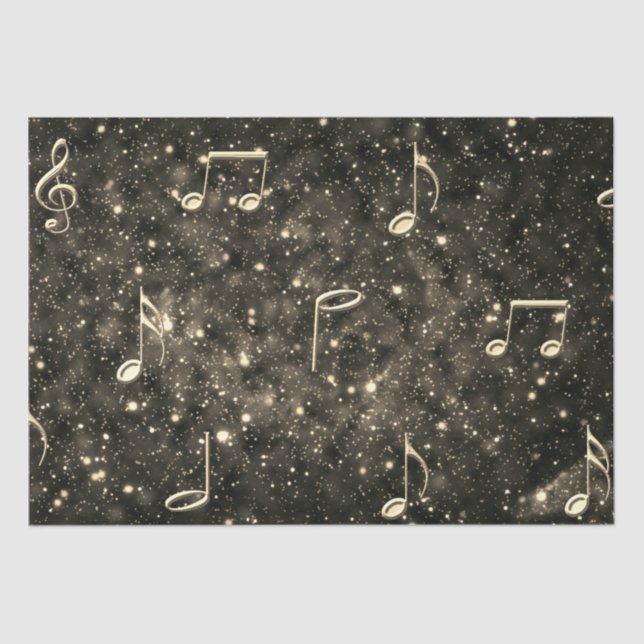 Papier Mousseline Notes de musique Gold Black Decoupage (Recto)