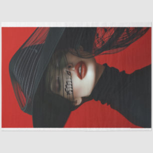 Papier Mousseline Notes de musique Red Black Women Découpage