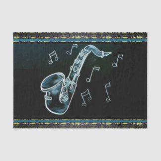 Papier Mousseline Notes de saxophone et de musique