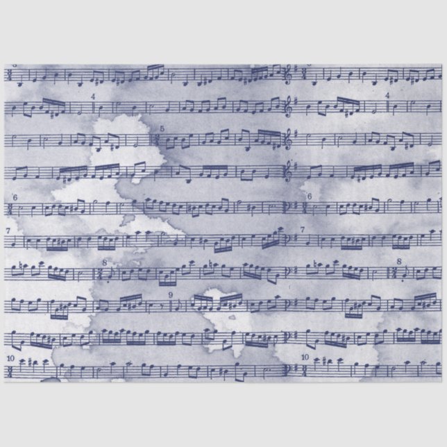 Papier Mousseline Notes musicales aquarelle (Recto)