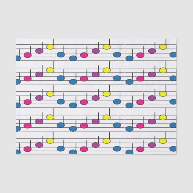 Papier Mousseline Notes musicales colorées (Recto)