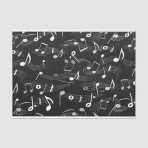 Papier Mousseline Notes musicales Musicien Noir Blanc Découpage