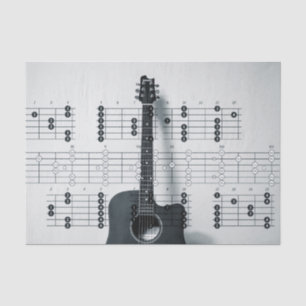 Papier Mousseline Notes musicales Papier Tissu Guitare