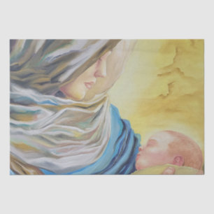 Papier Mousseline Notre Dame du Silence tenant le bébé Jésus