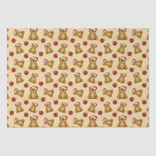 Papier Mousseline Nounours de Noël mignons (Recto)