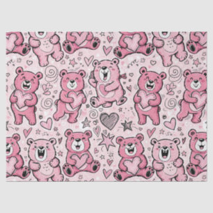 Papier Mousseline Nounours en peluche rose kawaii