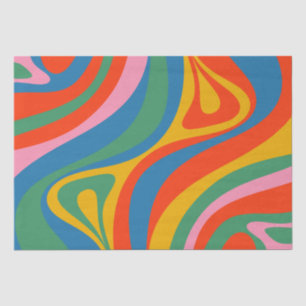 Papier Mousseline Nouveau Motif Abstrait coloré Groove Retro Trippy