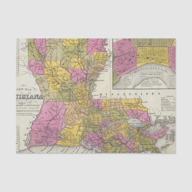Papier Mousseline Nouvelle carte de la Louisiane 3 (Recto)