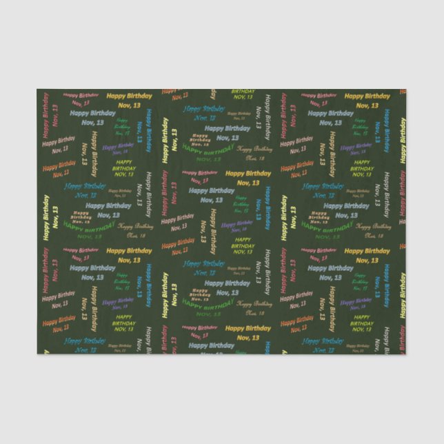 Papier Mousseline Novembre, 13 Anniversaire Tissue Paper (Recto)