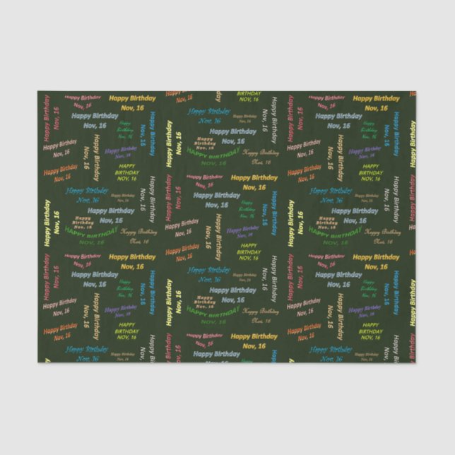 Papier Mousseline Novembre, 16 Anniversaire Tissue Paper (Recto)