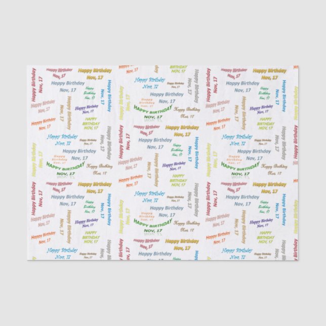 Papier Mousseline Novembre, 17 Anniversaire Tissue Paper (Recto)