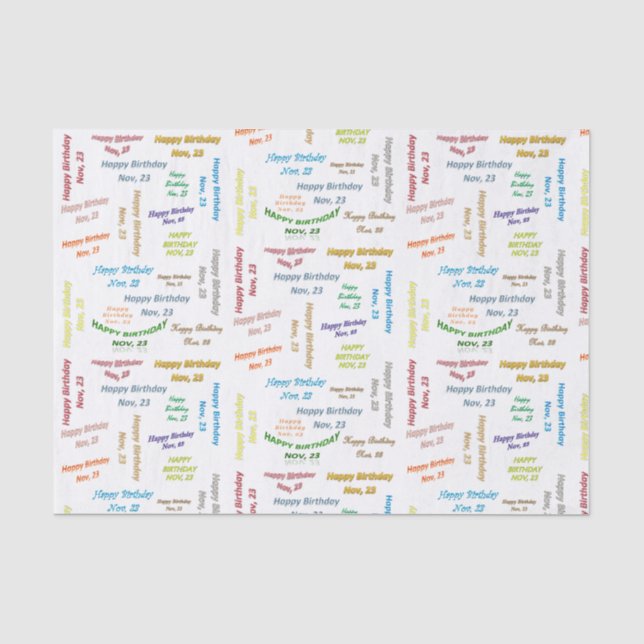 Papier Mousseline Novembre, 23 Anniversaire Tissue Paper (Recto)