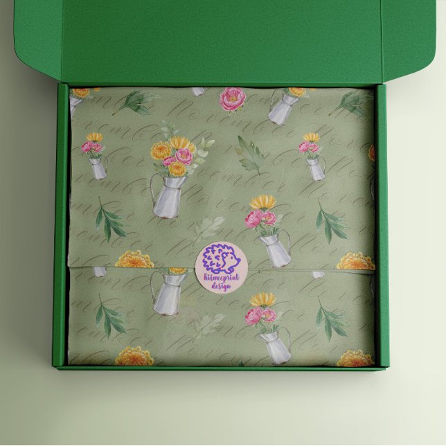Papier Mousseline Novembre Mois de naissance Fleurs Peony Chrysanthe (Créateur téléchargé)