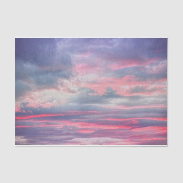 Papier Mousseline Nuages Beau Pink Blanc Bleu Ciel Peint (Recto)