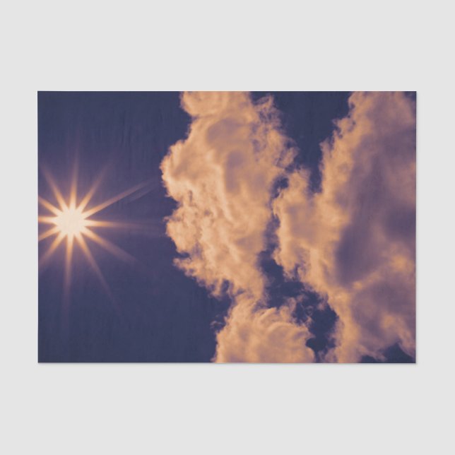 Papier Mousseline Nuages Blancs Ciel Bleu Beau Coucher de Soleil (Recto)