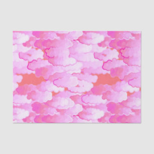 Papier Mousseline Nuages japonais, aube, rose d'orchidée et corail