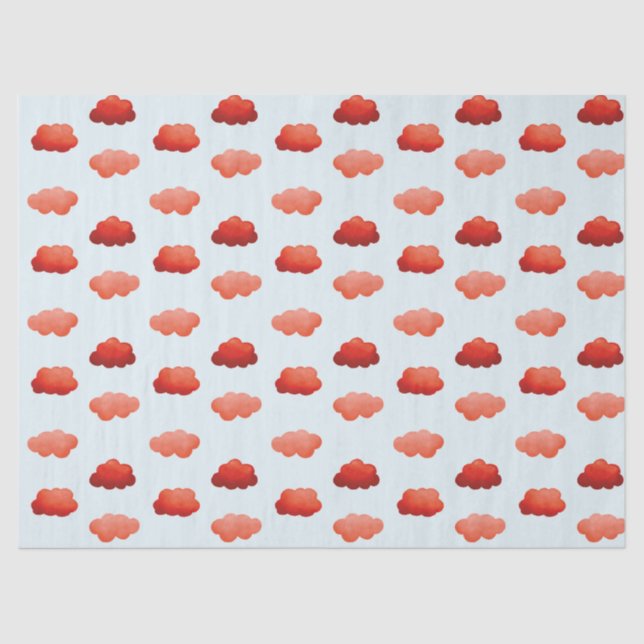 Papier Mousseline Nuages oranges à l'aquarelle (Recto)