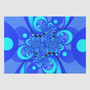 Papier Mousseline Nuances de bleu moderne art fractal Abstrait