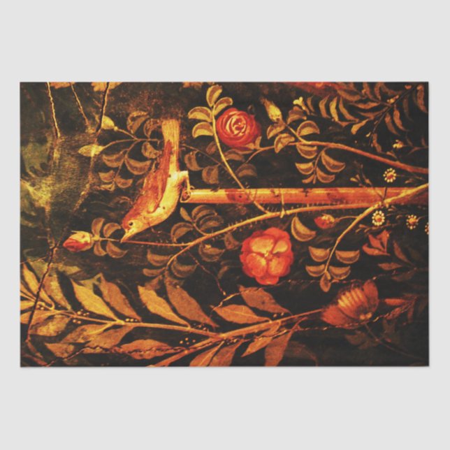 Papier Mousseline NUIT DE COLLECTION POMPEII AVEC ROSES, Rouge (Recto)