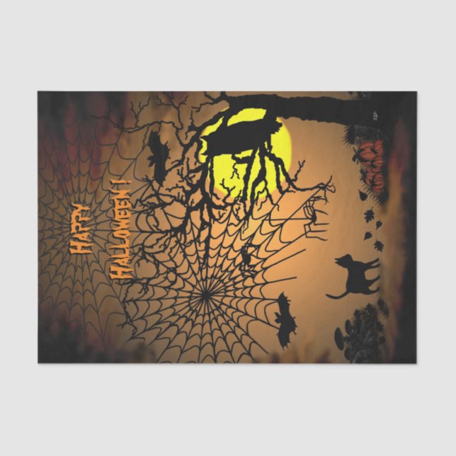 Papier Mousseline Nuit d'Halloween, Joyeux Halloween ! (Recto)