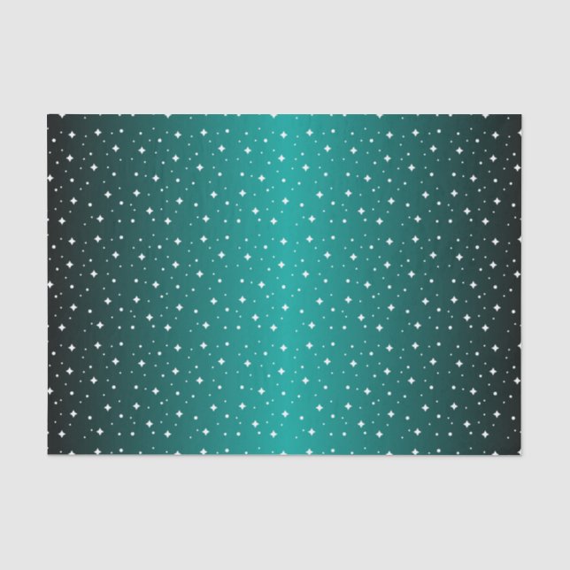 Papier Mousseline Nuit étoilée au Turquoise brillant (Recto)