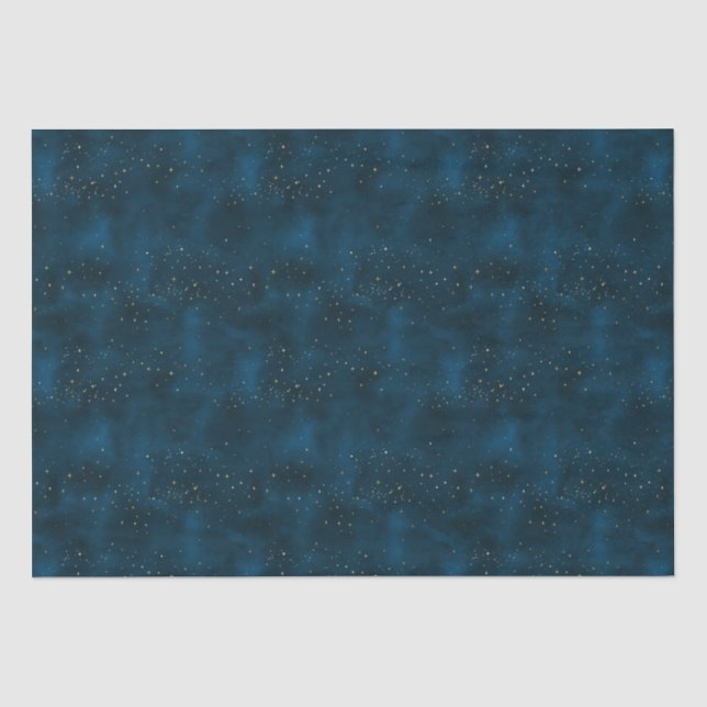 Papier Mousseline Nuit étoilée bleu et blanc céleste (Recto)