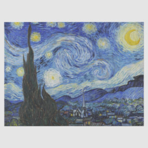 Papier Mousseline Nuit étoilée de Van Gogh ciel tourbillonnant bleu 