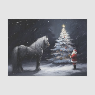 Papier Mousseline Nuit silencieuse - Beau cheval et Noël Père Noël