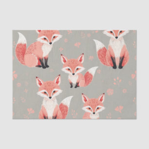 Papier Mousseline Nursery Bébé Renard Rose Motif Joli Animal de la F
