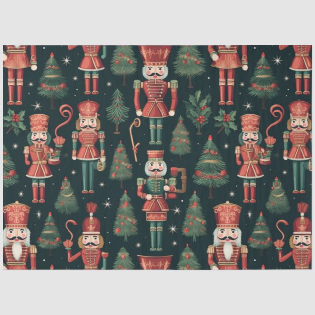 Papier Mousseline Nutcrackers Noël Arbres et étoiles Noël (Recto)