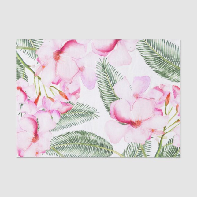 Papier Mousseline Oasis tropical vert rose Mariage floral hawaïen (Recto)