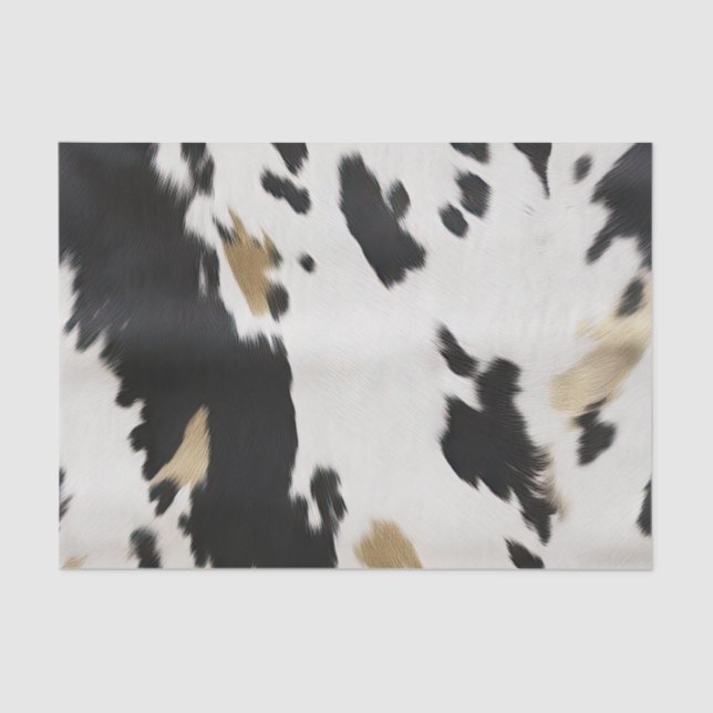 Papier Mousseline Occidental Black White Gold Cowhal Anniversaire (Recto)