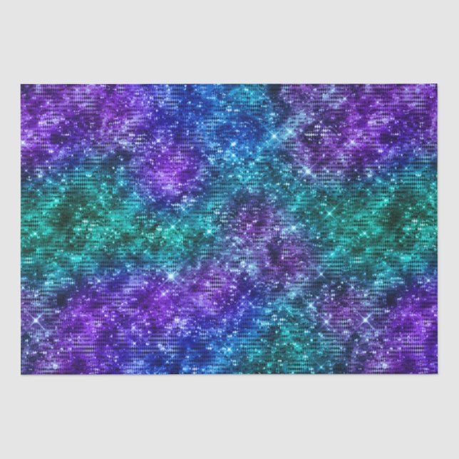 Papier Mousseline Océan Glamor violet et Parties scintillant Turquoi (Recto)