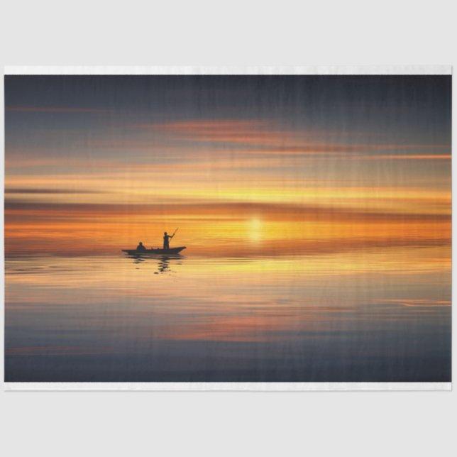 Papier Mousseline Ocean Sunset Bateau de pêche Découpage Tissu Papie (Recto)