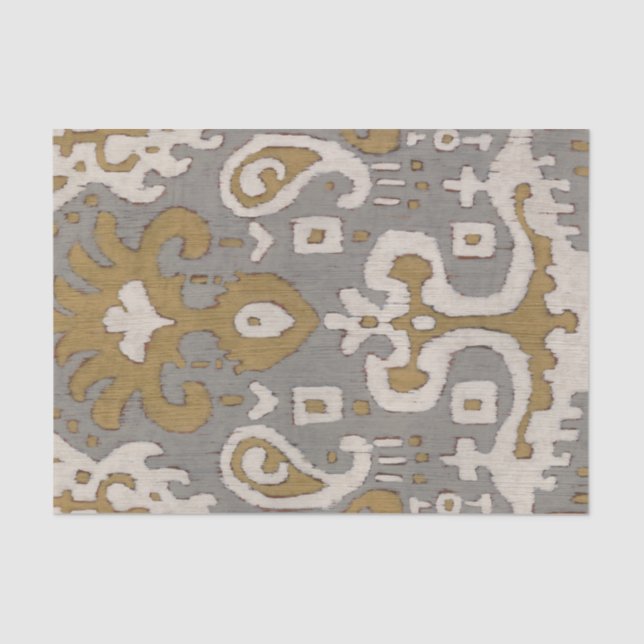 Papier Mousseline Ochre Ikat I (Recto)