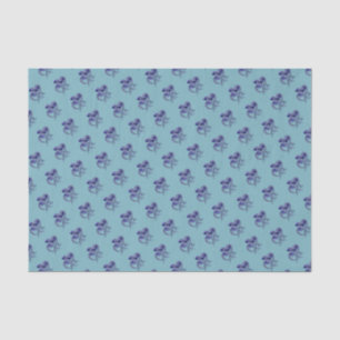 Papier Mousseline Octopus bleu et blanc